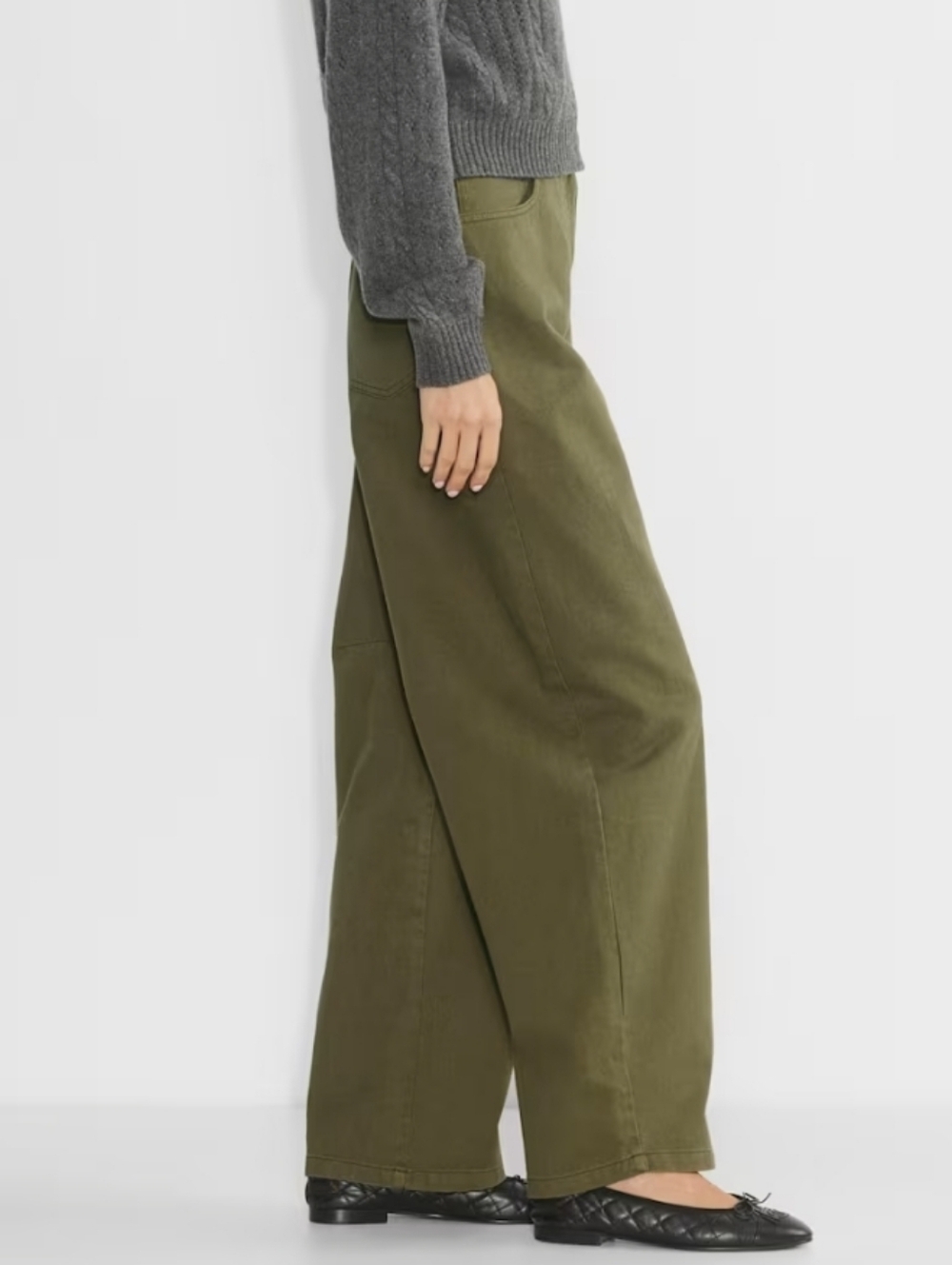 Aritzia Sunday Best Flan Barrel Leg Jeans Olive Green Size 10 - Picture 7 of 16